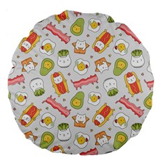 Funny Cat Food Succulent Pattern  Large 18  Premium Flano Round Cushions by kostolom3000shop