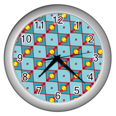 Shapes In Squares Pattern                                                                                                            			wall Clock (silver)