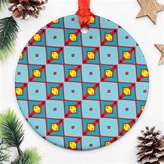 Shapes In Squares Pattern                                                                                                            			ornament (round) by LalyLauraFLM