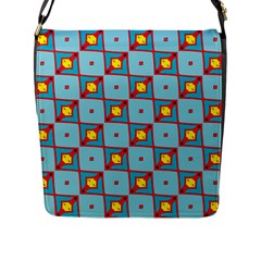 Shapes In Squares Pattern                                                                                                            			flap Closure Messenger Bag (l)