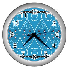 Ornamental Shapes                                                                                                             			wall Clock (silver)