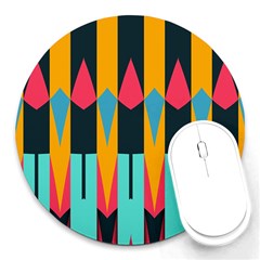 Shapes And Stripes                                                                                                             			round Mousepad