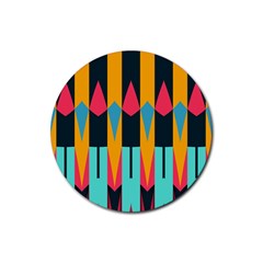 Shapes And Stripes                                                                                                             			rubber Coaster (round) by LalyLauraFLM