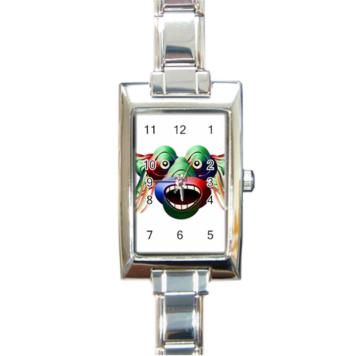 Futuristic Funny Monster Character Face Rectangle Italian Charm Watch