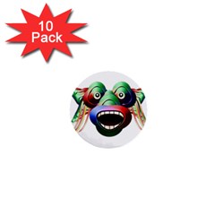 Futuristic Funny Monster Character Face 1  Mini Buttons (10 Pack) 