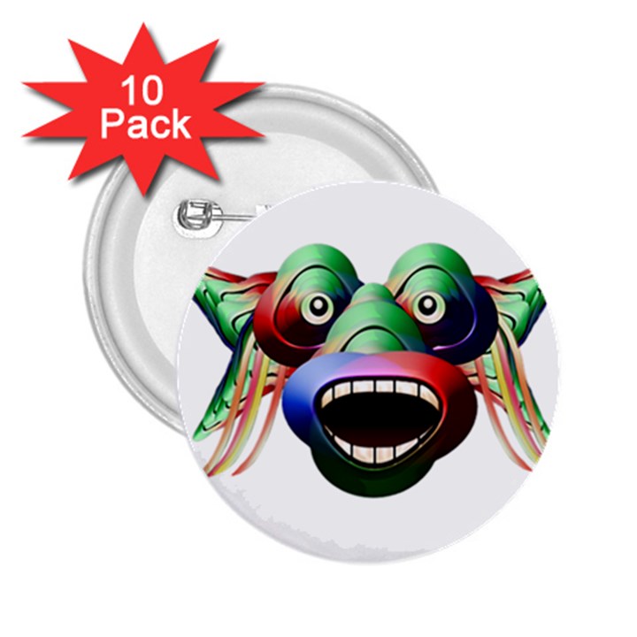 Futuristic Funny Monster Character Face 2.25  Buttons (10 pack) 