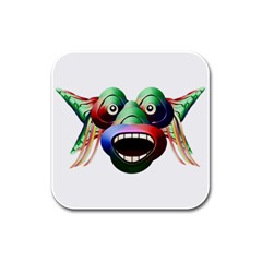 Futuristic Funny Monster Character Face Rubber Square Coaster (4 Pack)  by dflcprints