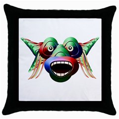 Futuristic Funny Monster Character Face Throw Pillow Case (black)