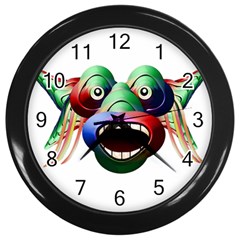 Futuristic Funny Monster Character Face Wall Clocks (black) by dflcprints