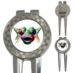 Futuristic Funny Monster Character Face 3-in-1 Golf Divots by dflcprints