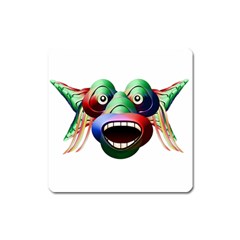 Futuristic Funny Monster Character Face Square Magnet by dflcprints