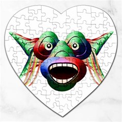 Futuristic Funny Monster Character Face Jigsaw Puzzle (heart)