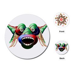 Futuristic Funny Monster Character Face Playing Cards (round) 