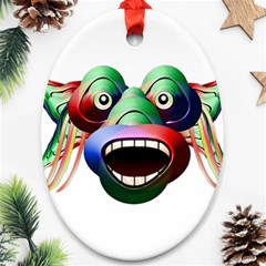 Futuristic Funny Monster Character Face Oval Ornament (two Sides) by dflcprints