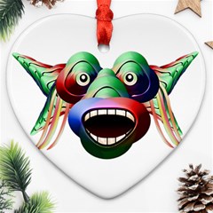 Futuristic Funny Monster Character Face Heart Ornament (2 Sides)