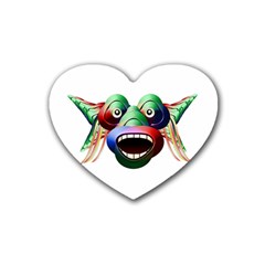 Futuristic Funny Monster Character Face Heart Coaster (4 Pack)  by dflcprints