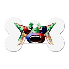 Futuristic Funny Monster Character Face Dog Tag Bone (two Sides)