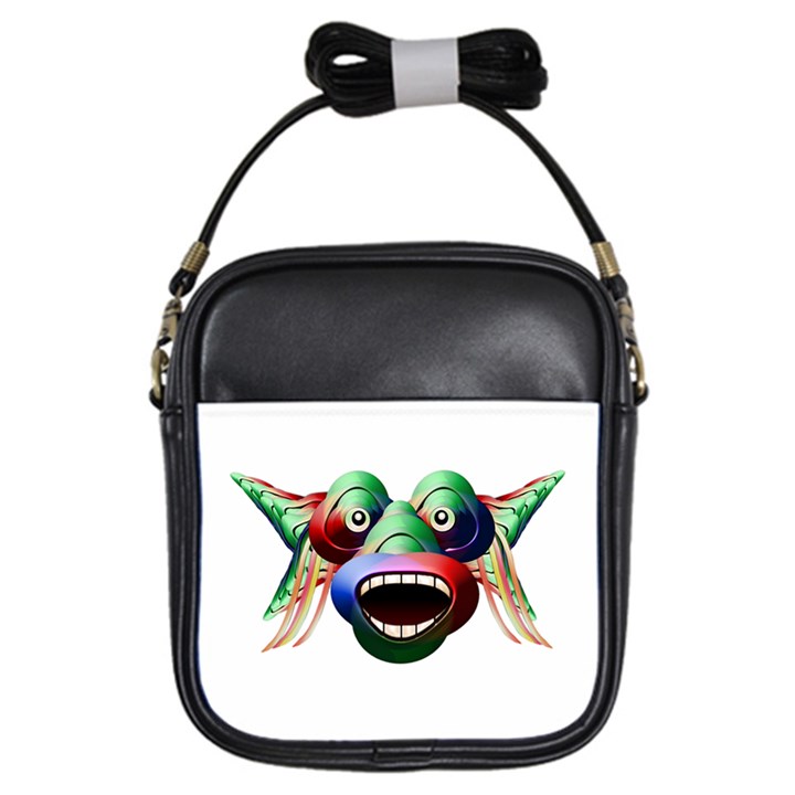 Futuristic Funny Monster Character Face Girls Sling Bags