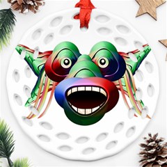 Futuristic Funny Monster Character Face Round Filigree Ornament (2side)