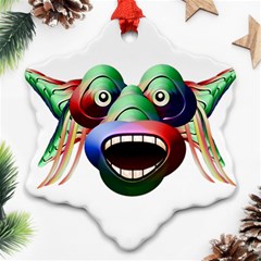 Futuristic Funny Monster Character Face Snowflake Ornament (2-side)