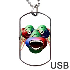 Futuristic Funny Monster Character Face Dog Tag Usb Flash (two Sides)  by dflcprints