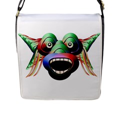 Futuristic Funny Monster Character Face Flap Messenger Bag (l)  by dflcprints