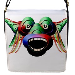 Futuristic Funny Monster Character Face Flap Messenger Bag (s) by dflcprints