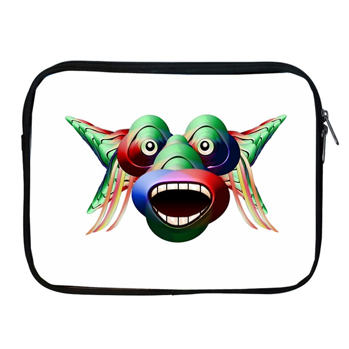 Futuristic Funny Monster Character Face Apple iPad 2/3/4 Zipper Cases