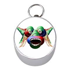 Futuristic Funny Monster Character Face Mini Silver Compasses by dflcprints