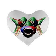 Futuristic Funny Monster Character Face Standard 16  Premium Flano Heart Shape Cushions by dflcprints