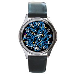 Blue Fantasy Round Metal Watch