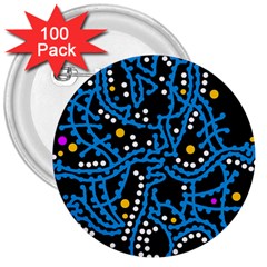 Blue Fantasy 3  Buttons (100 Pack) 