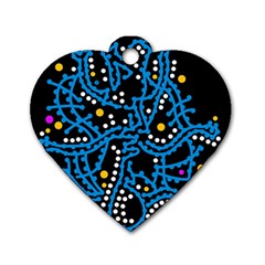 Blue Fantasy Dog Tag Heart (one Side) by Valentinaart