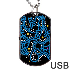 Blue Fantasy Dog Tag Usb Flash (two Sides) 