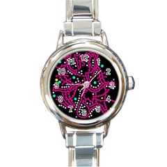 Pink Fantasy Round Italian Charm Watch