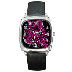 Pink Fantasy Square Metal Watch