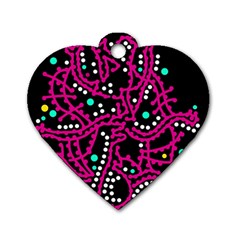 Pink Fantasy Dog Tag Heart (two Sides)