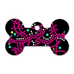 Pink Fantasy Dog Tag Bone (one Side)