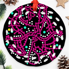 Pink Fantasy Round Filigree Ornament (2side) by Valentinaart