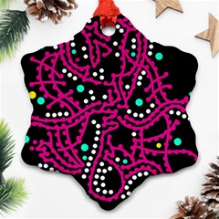 Pink Fantasy Snowflake Ornament (2-side) by Valentinaart