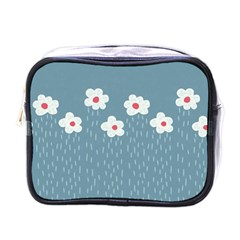 Cloudy Sky With Rain And Flowers Mini Toiletries Bags