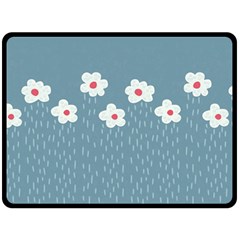 Cloudy Sky With Rain And Flowers Fleece Blanket (large)  by CreaturesStore