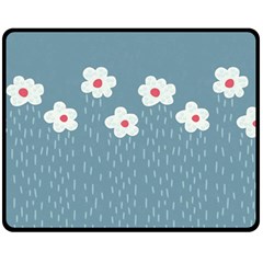 Cloudy Sky With Rain And Flowers Double Sided Fleece Blanket (medium)  by CreaturesStore