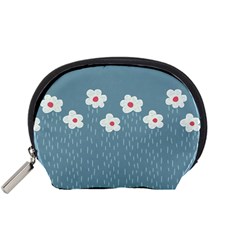 Cloudy Sky With Rain And Flowers Accessory Pouches (small)  by CreaturesStore