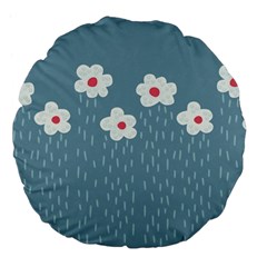 Cloudy Sky With Rain And Flowers Large 18  Premium Flano Round Cushions by CreaturesStore