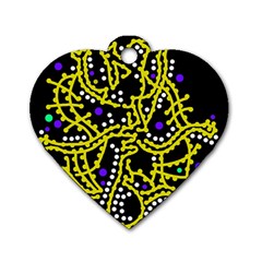 Yellow Fantasy Dog Tag Heart (two Sides) by Valentinaart