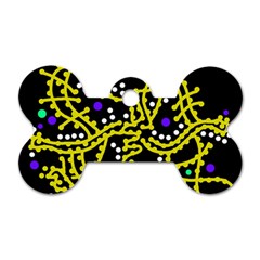 Yellow Fantasy Dog Tag Bone (two Sides)