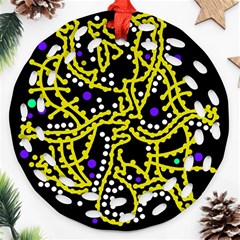 Yellow Fantasy Round Filigree Ornament (2side) by Valentinaart