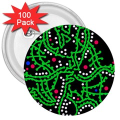 Green Fantasy 3  Buttons (100 Pack) 