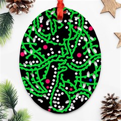 Green Fantasy Ornament (oval Filigree)  by Valentinaart